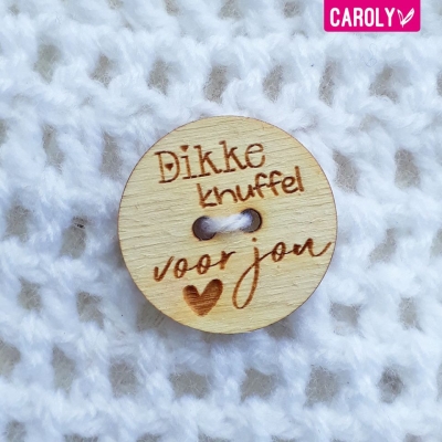 Houten knoop "dikke knuffel" Houten knoop "dikke knuffel"